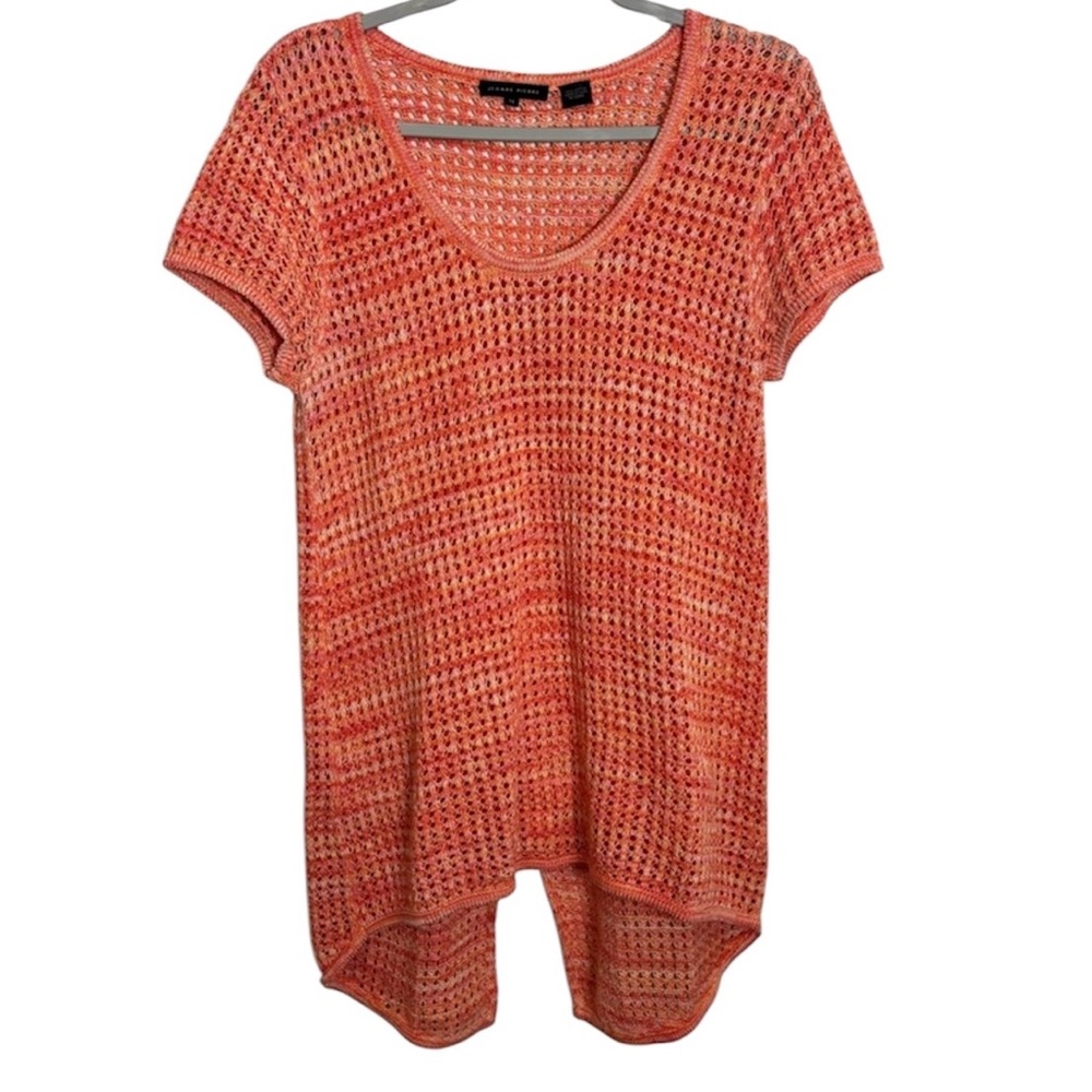 Jeanne Pierre Sunset Orange Cotton Crochet Top Women’s Medium Swim Cover Beach